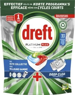 Dreft Platinum Plus All In One Deep Clean - Vaatwastabletten - Voordeelverpakking 4 X 33 Stuks -Huishoudproducten Verkoop 948x1200