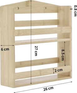 ACAZA Ophangbaar Kruidenrek Met 10 Glazen Kruidenpotjes, Spice Rack, Keuken Rek, Kruiden Organizer Voor Specerijen, Peper, Zout, 26 Cm Breed, Bamboe -Huishoudproducten Verkoop 995x1200 2
